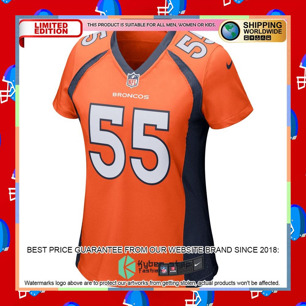 Bradley Chubb Denver Broncos Women's Orange Football Jersey 7 Bradley Chubb Denver Broncos Women's Orange Football Jersey word3
