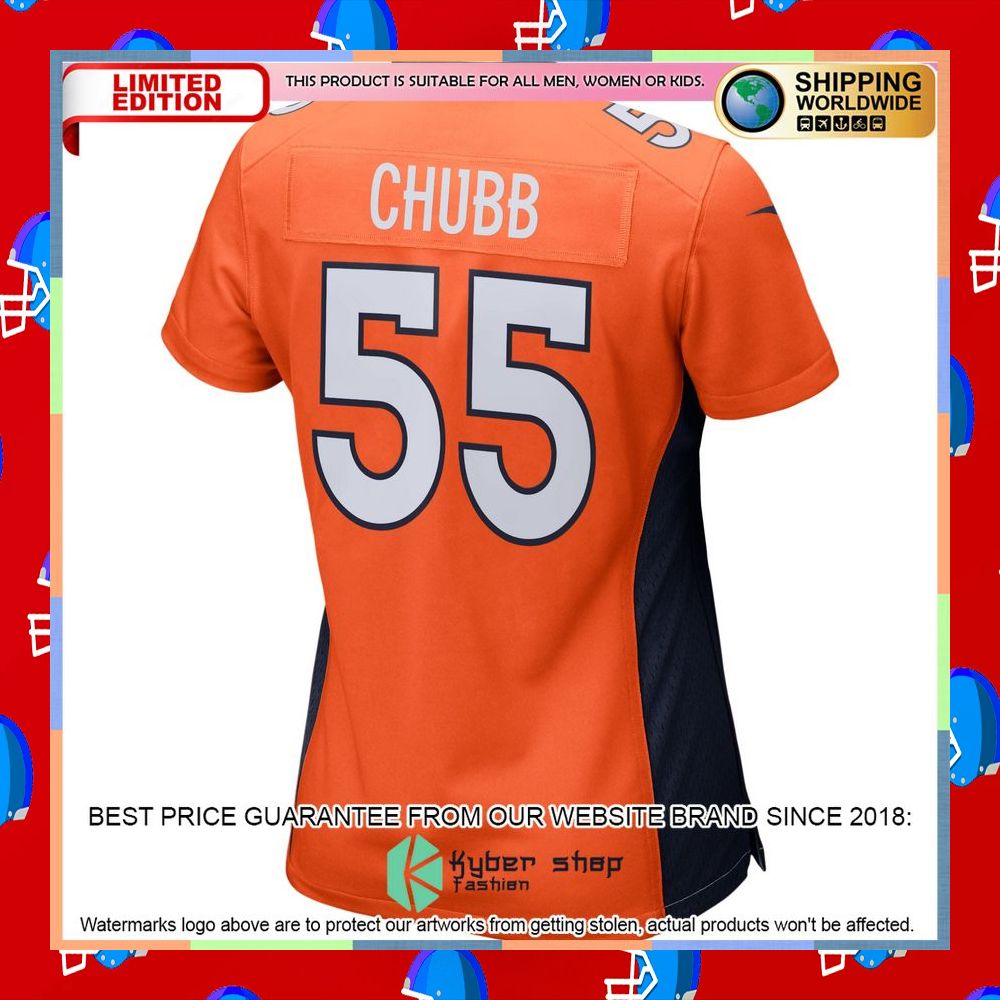 Bradley Chubb Denver Broncos Women's Orange Football Jersey 8 Bradley Chubb Denver Broncos Women's Orange Football Jersey word3