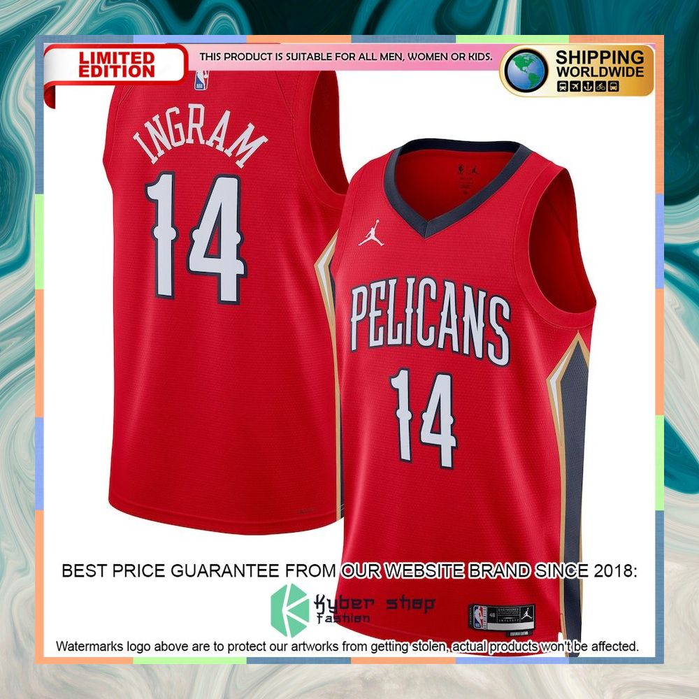 Brandon Ingram New Orleans Pelicans Jordan Brand 2022-23 Red Basketball Jersey 4 Brandon Ingram New Orleans Pelicans Jordan Brand 2022-23 Red Basketball Jersey word1