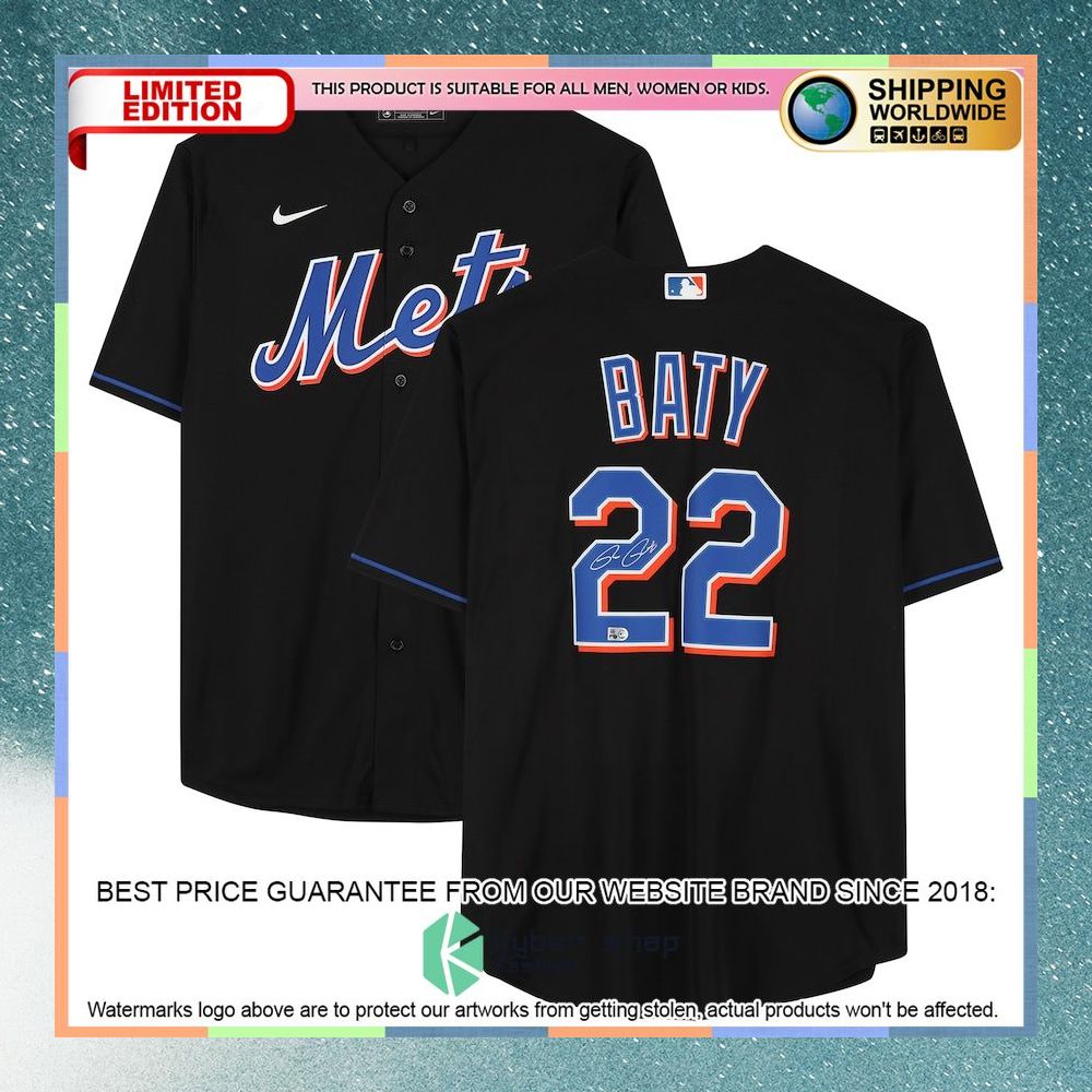 Brett Baty New York Mets Black Baseball Jersey 4 Brett Baty New York Mets Black Baseball Jersey word1