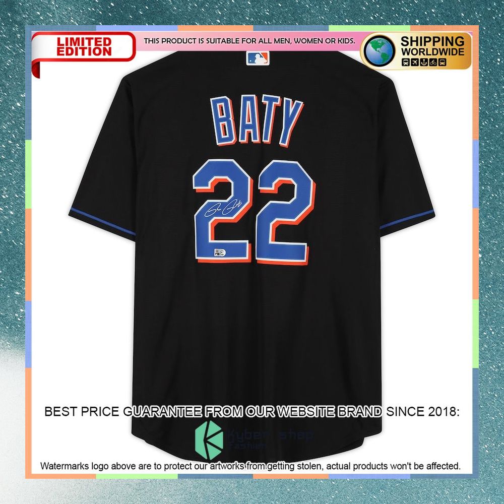 Brett Baty New York Mets Black Baseball Jersey 5 Brett Baty New York Mets Black Baseball Jersey word1