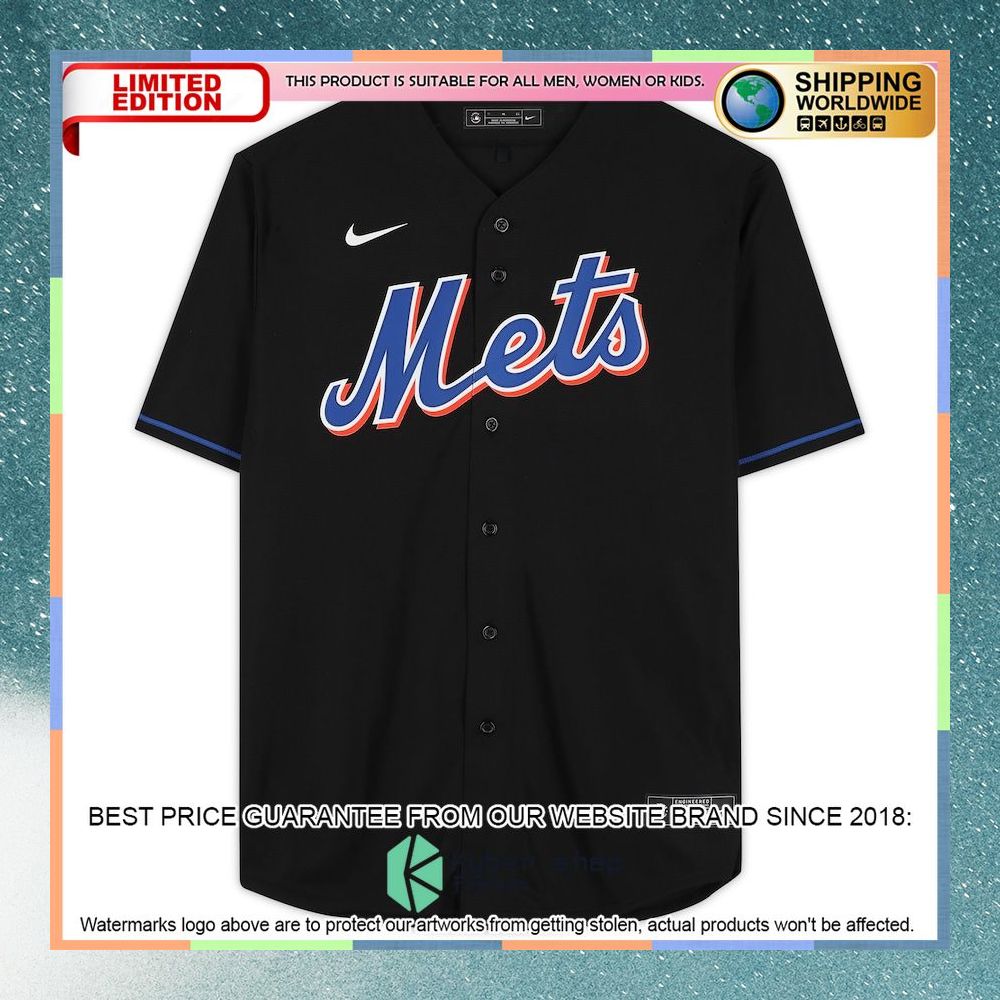 Brett Baty New York Mets Black Baseball Jersey 6 Brett Baty New York Mets Black Baseball Jersey word1