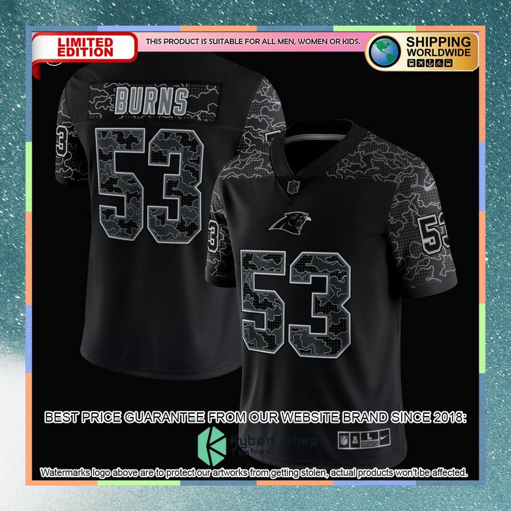 Brian Burns Carolina Panthers RFLCTV Black Football Jersey 6 Brian Burns Carolina Panthers RFLCTV Black Football Jersey word1
