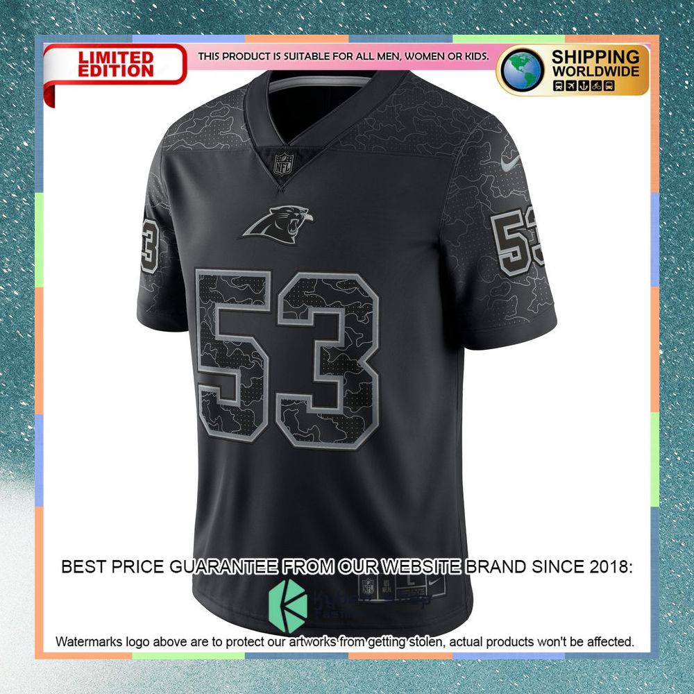 Brian Burns Carolina Panthers RFLCTV Black Football Jersey 7 Brian Burns Carolina Panthers RFLCTV Black Football Jersey word1