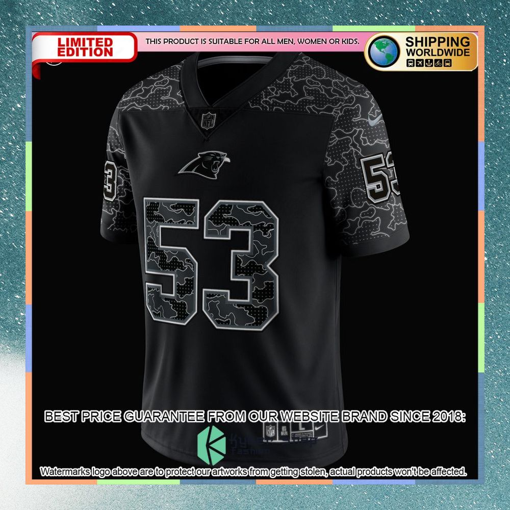 Brian Burns Carolina Panthers RFLCTV Black Football Jersey 8 Brian Burns Carolina Panthers RFLCTV Black Football Jersey word1