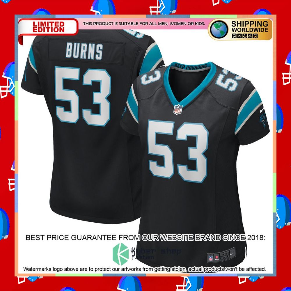 Brian Burns Carolina Panthers Women's Black Football Jersey 5 Brian Burns Carolina Panthers Women's Black Football Jersey word3