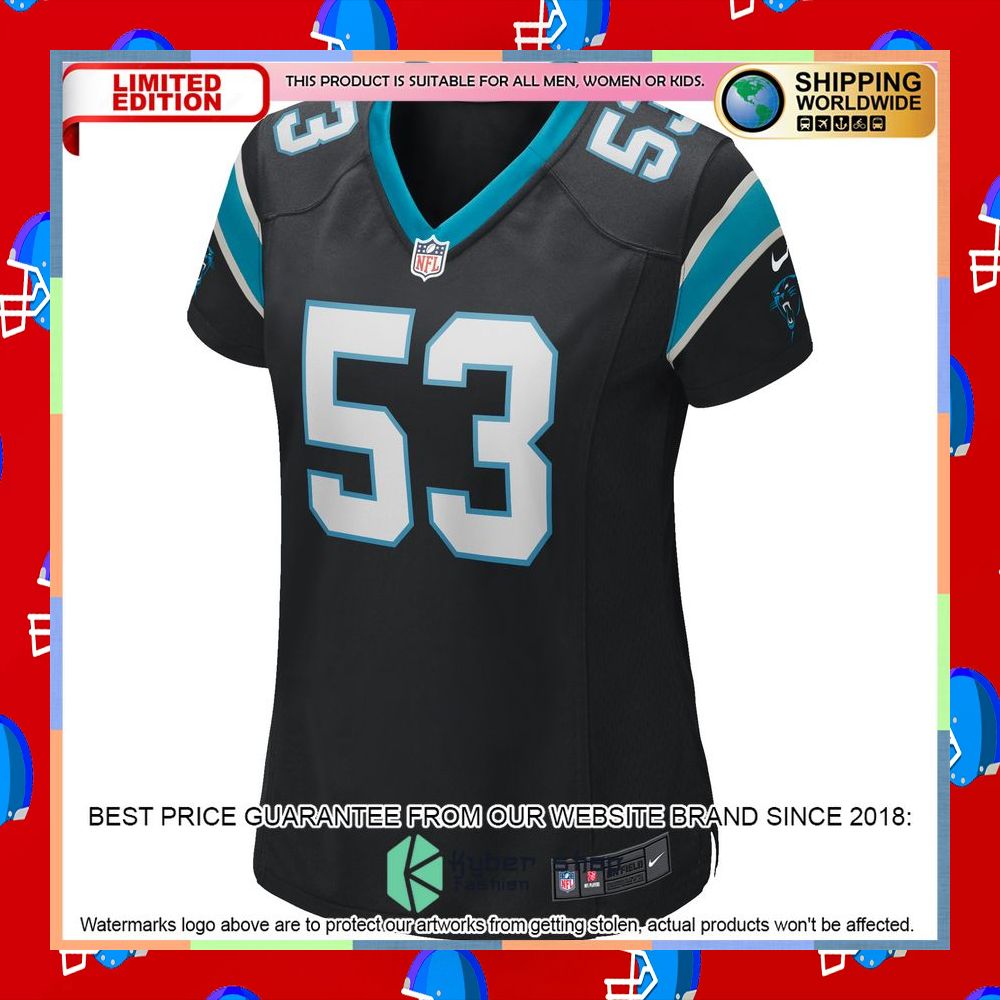 Brian Burns Carolina Panthers Women's Black Football Jersey 6 Brian Burns Carolina Panthers Women's Black Football Jersey word3