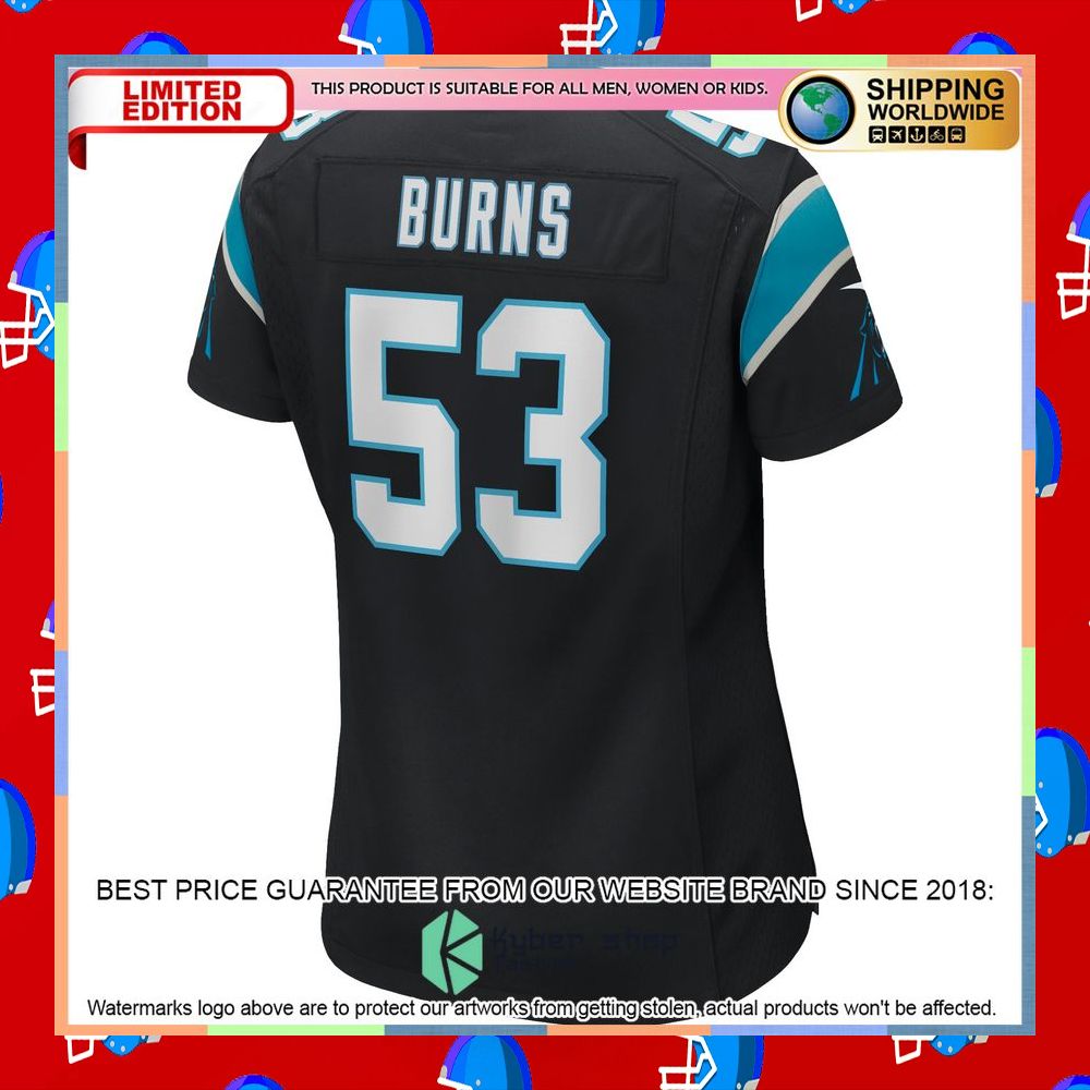 Brian Burns Carolina Panthers Women's Black Football Jersey 7 Brian Burns Carolina Panthers Women's Black Football Jersey word3