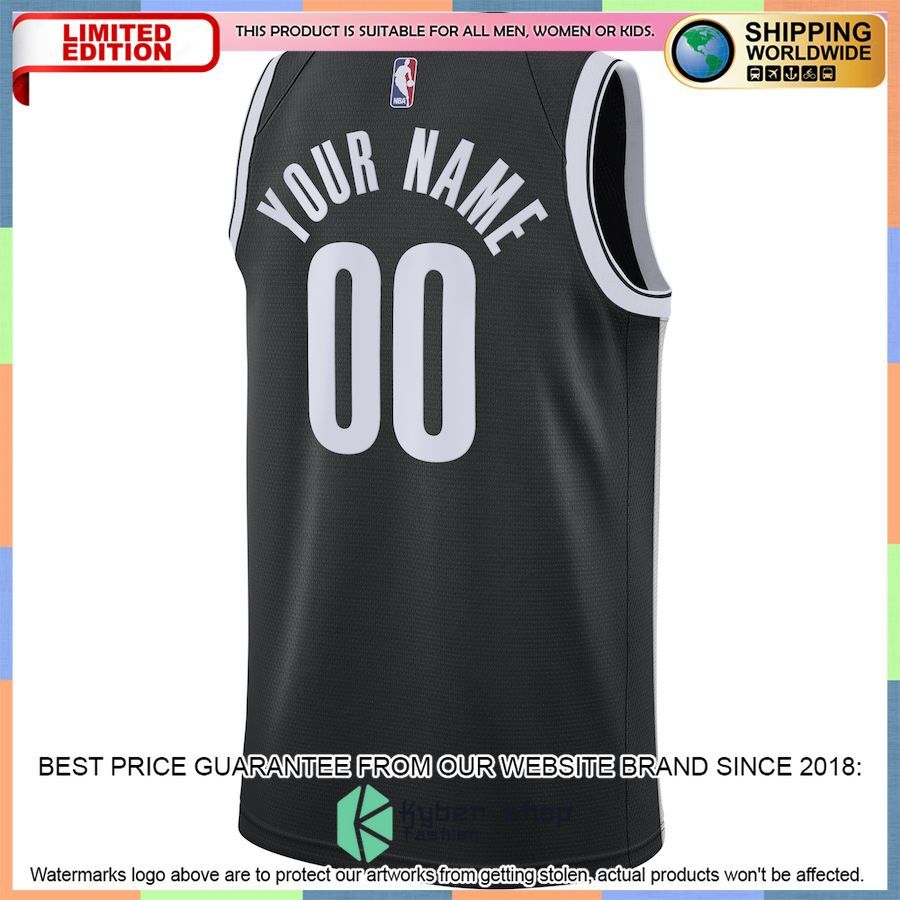 Brooklyn Nets Nike 2020-21 Custom Black Basketball Jersey 3 Brooklyn Nets Nike 2020-21 Custom Black Basketball Jersey word1