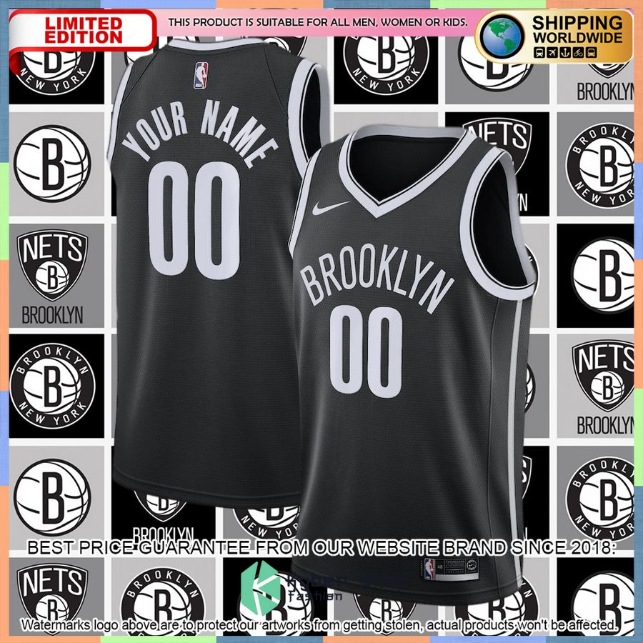 Brooklyn Nets Nike 2020-21 Custom Black Basketball Jersey 4 Brooklyn Nets Nike 2020-21 Custom Black Basketball Jersey word1