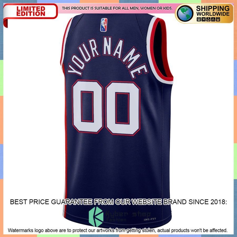 Brooklyn Nets Nike 2021-22 Custom Navy Basketball Jersey 3 Brooklyn Nets Nike 2021-22 Custom Navy Basketball Jersey word2