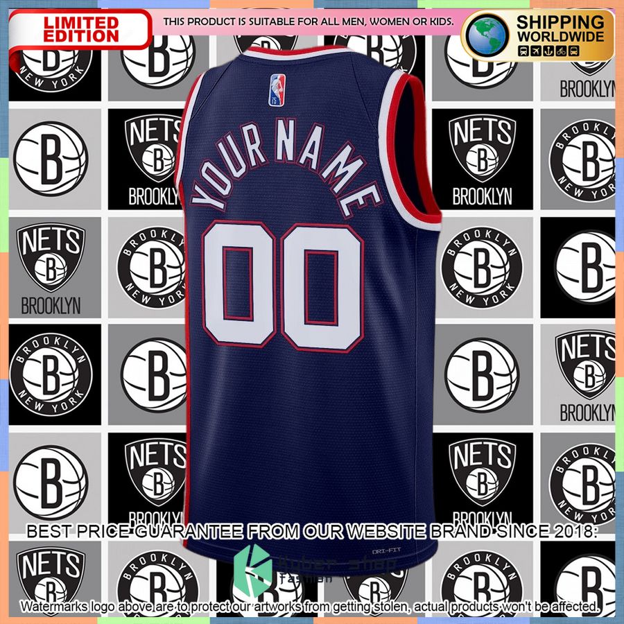 Brooklyn Nets Nike 2021-22 Custom Navy Basketball Jersey 6 Brooklyn Nets Nike 2021-22 Custom Navy Basketball Jersey word2