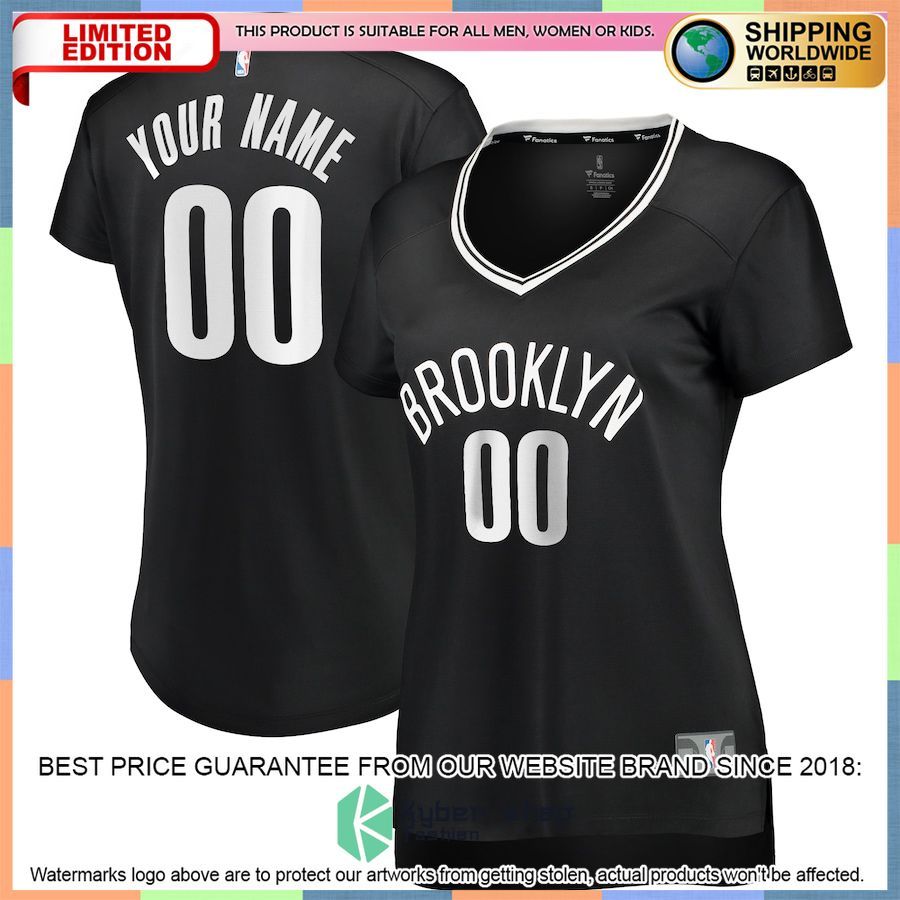 Brooklyn Nets Women's Custom Black Basketball Jersey