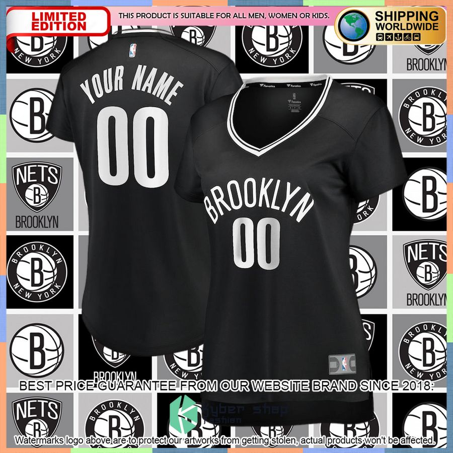 Brooklyn Nets Women's Custom Black Basketball Jersey 4 Brooklyn Nets Women's Custom Black Basketball Jersey word2