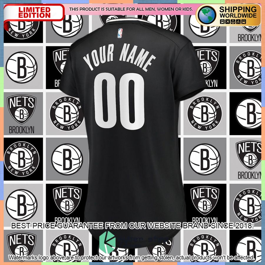 Brooklyn Nets Women's Custom Black Basketball Jersey 6 Brooklyn Nets Women's Custom Black Basketball Jersey word2