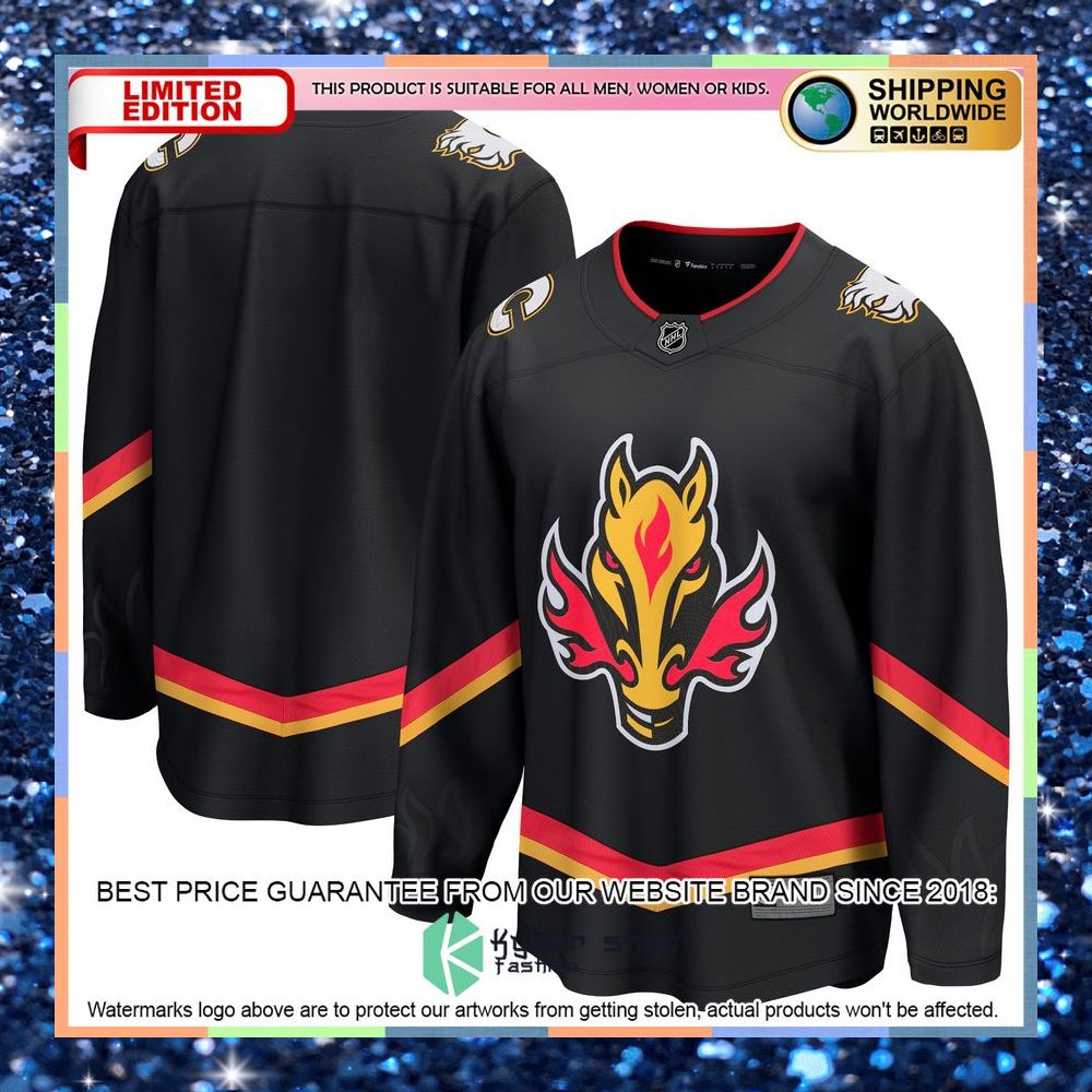 Calgary Flames Alternate Premier Black Hockey Jersey 5 Calgary Flames Alternate Premier Black Hockey Jersey word2