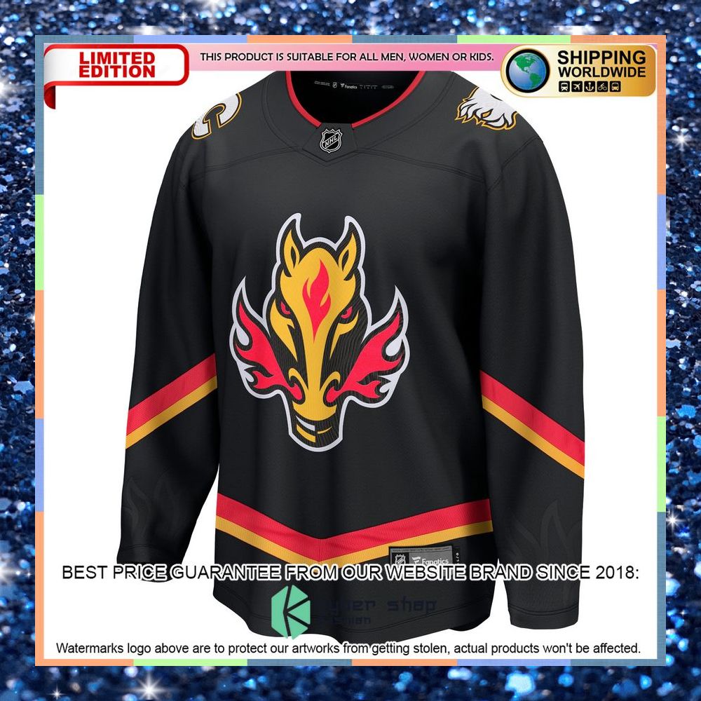 Calgary Flames Alternate Premier Black Hockey Jersey 6 Calgary Flames Alternate Premier Black Hockey Jersey word2