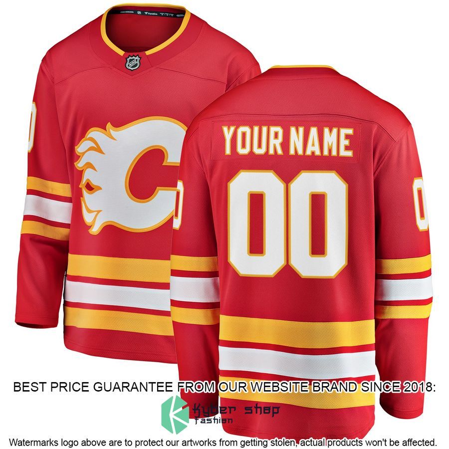 Calgary Flames Home Custom Red Hockey Jersey