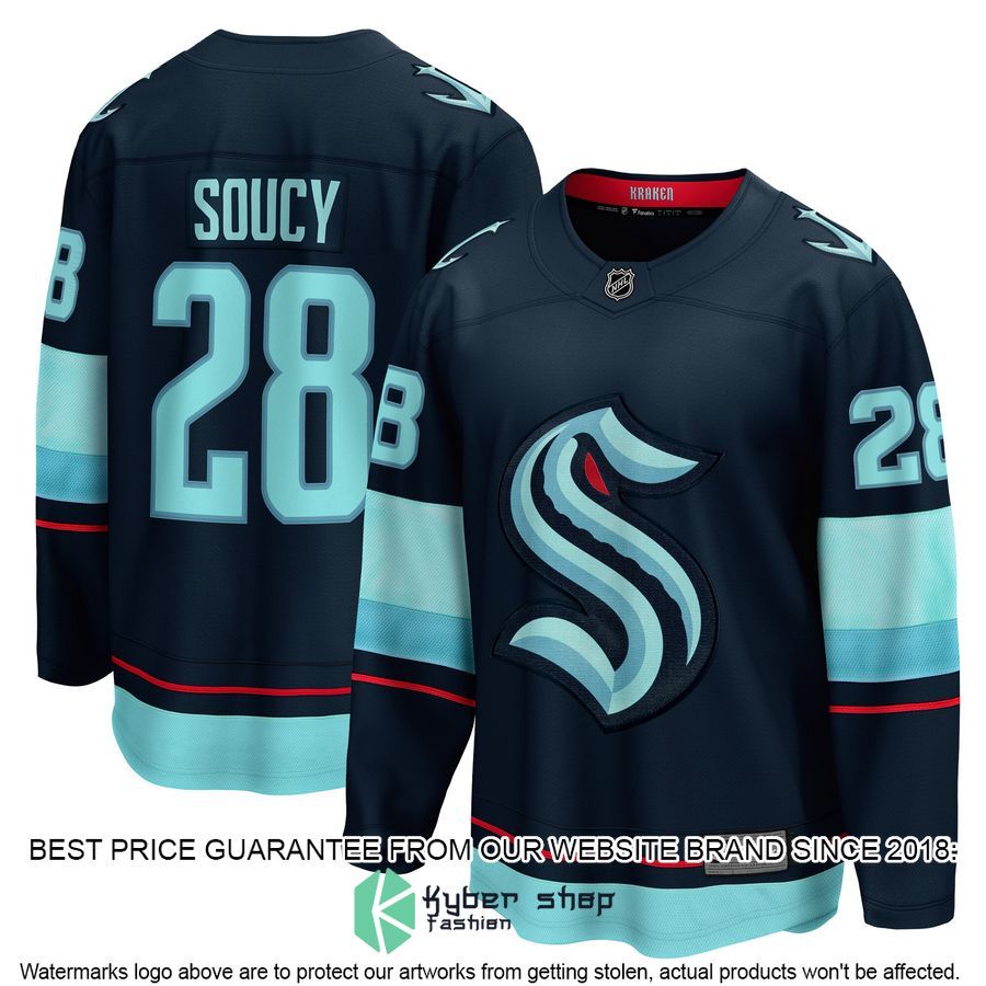 Carson Soucy Seattle Kraken Deep Sea Blue Hockey Jersey