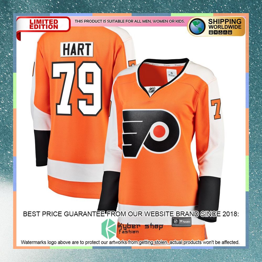 Carter Hart Philadelphia Flyers Women's Orange Hockey Jersey 8 Carter Hart Philadelphia Flyers Women's Orange Hockey Jersey word2