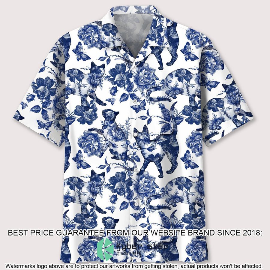 Cats Blue Flower Hawaiian Shirt