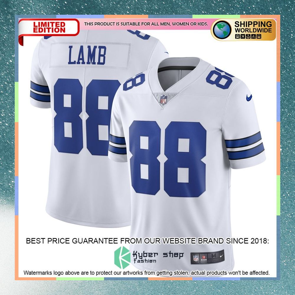 CeeDee Lamb Dallas Cowboys Vapor White Football Jersey 8 CeeDee Lamb Dallas Cowboys Vapor White Football Jersey word1