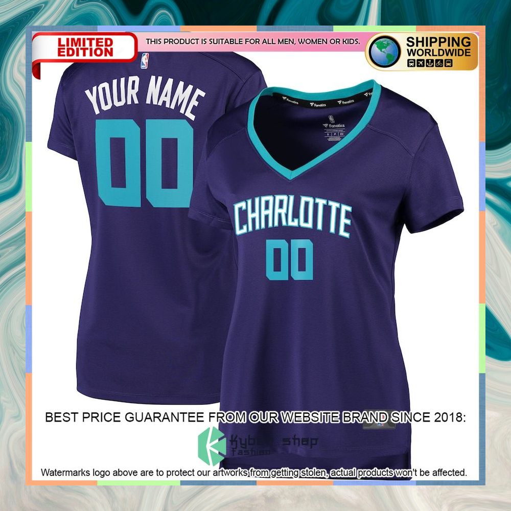 Charlotte Hornets Women's Custom Purple Basketball Jersey 4 Charlotte Hornets Women's Custom Purple Basketball Jersey word1