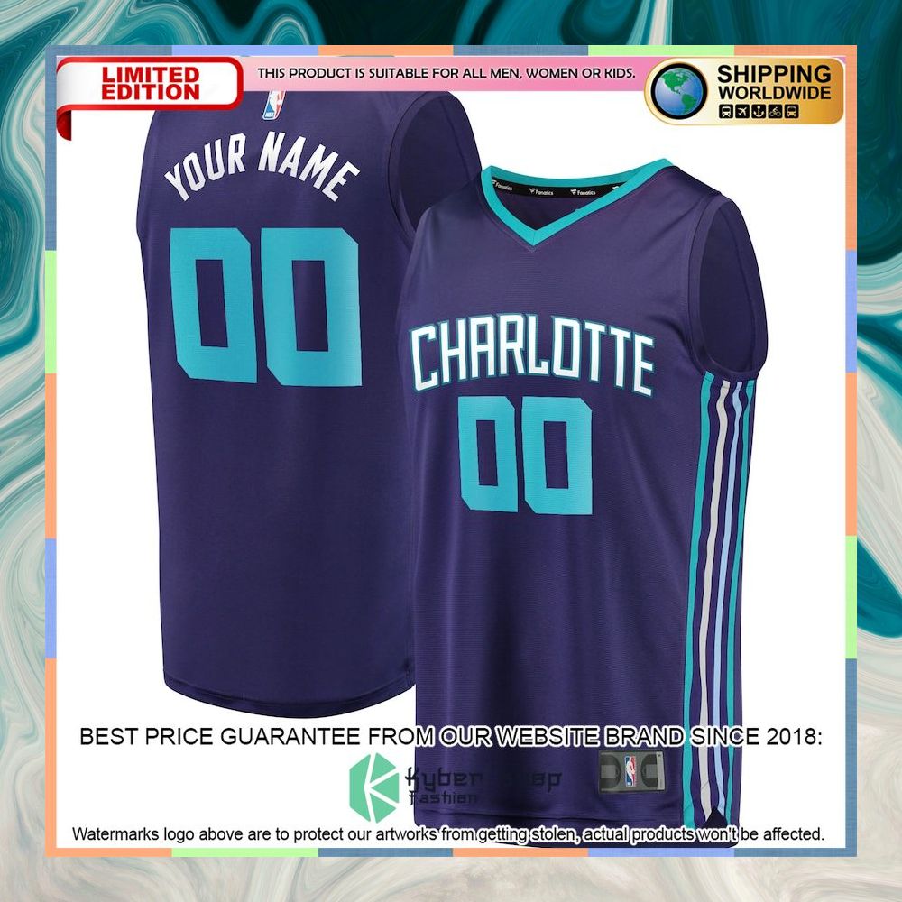 Charlotte Hornets Youth Custom Purple Basketball Jersey 4 Charlotte Hornets Youth Custom Purple Basketball Jersey word1