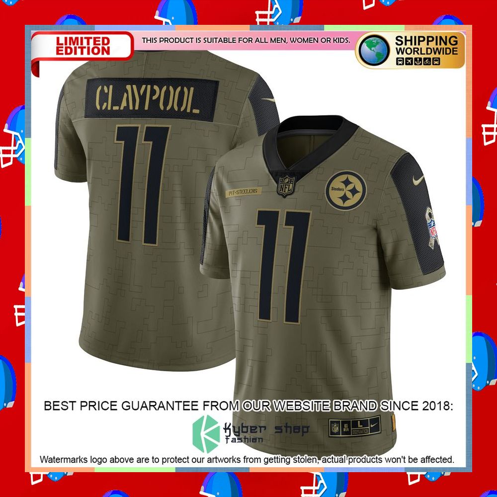 Chase Claypool Pittsburgh Steelers 2021 Salute To Service Olive Football Jersey 5 Chase Claypool Pittsburgh Steelers 2021 Salute To Service Olive Football Jersey word2