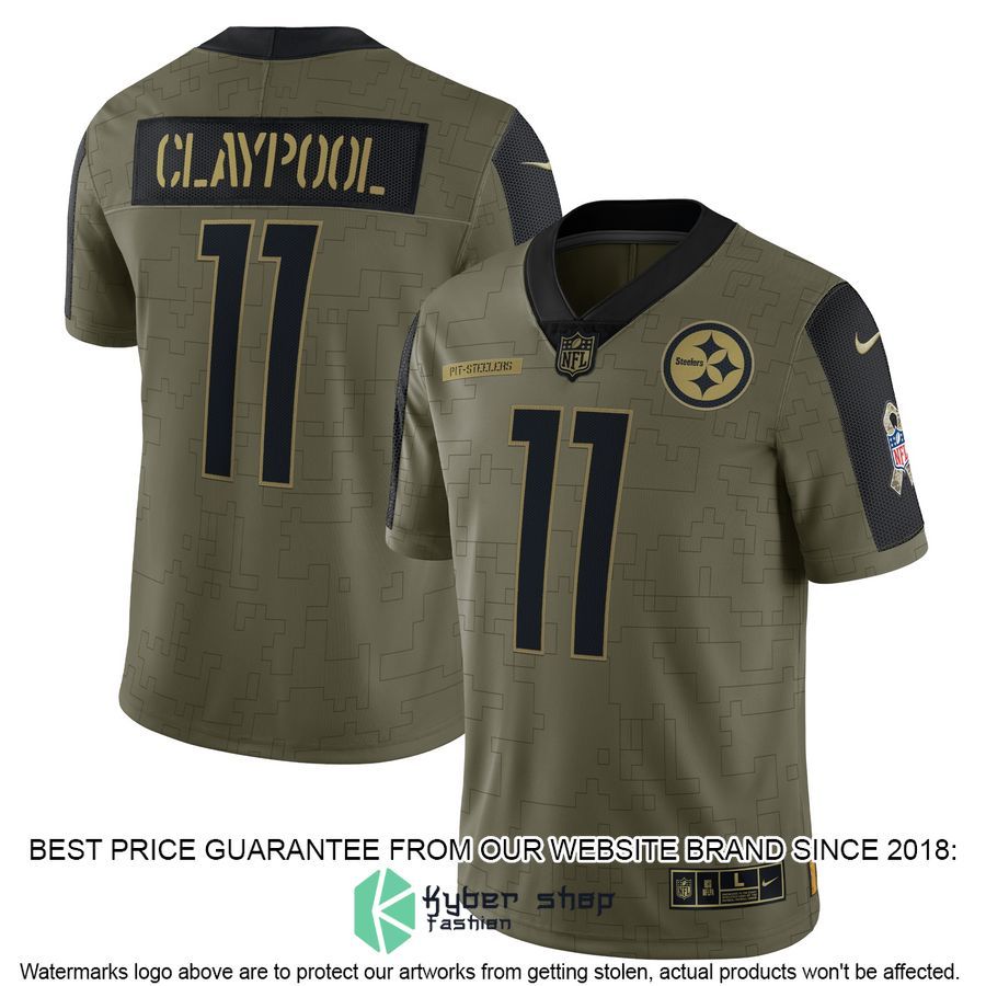 Chase Claypool Pittsburgh Steelers 2021 Salute To Service Olive Football Jersey 4 Chase Claypool Pittsburgh Steelers 2021 Salute To Service Olive Football Jersey word2