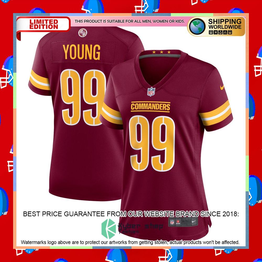 Chase Young Washington Commanders Women's Burgundy Football Jersey 6 Chase Young Washington Commanders Women's Burgundy Football Jersey word2