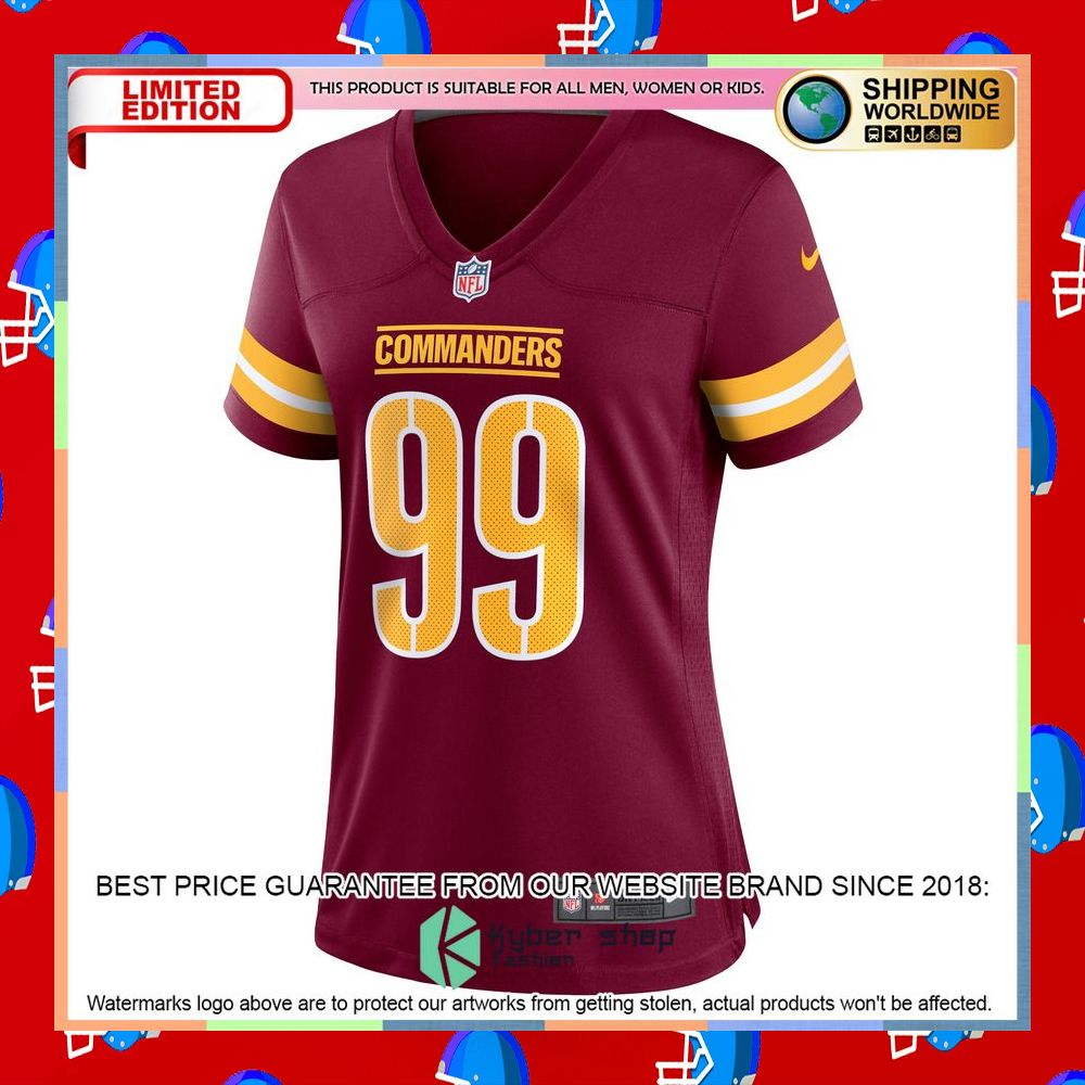 Chase Young Washington Commanders Women's Burgundy Football Jersey 7 Chase Young Washington Commanders Women's Burgundy Football Jersey word2