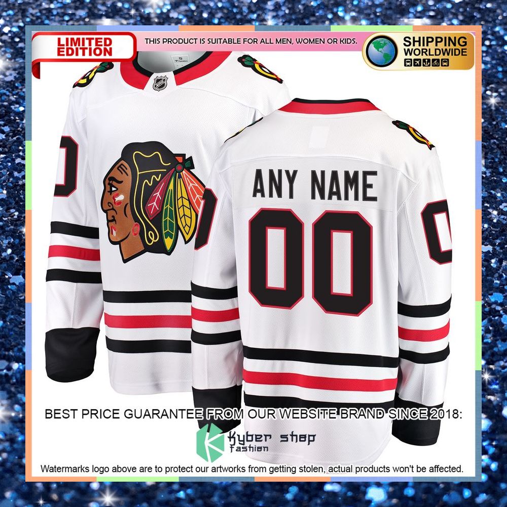 Chicago Blackhawks Away Custom White Hockey Jersey 9 Chicago Blackhawks Away Custom White Hockey Jersey word3