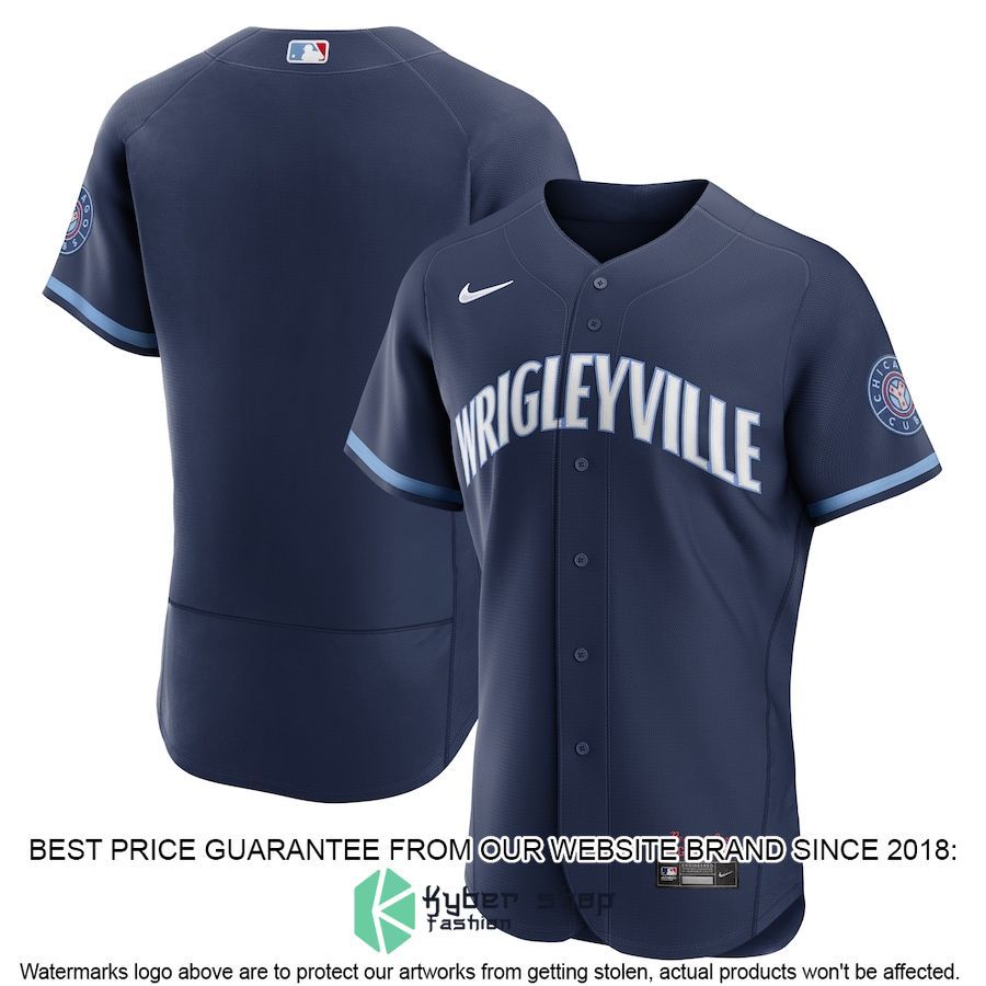 Chicago Cubs City Connect Navy Baseball Jersey word2