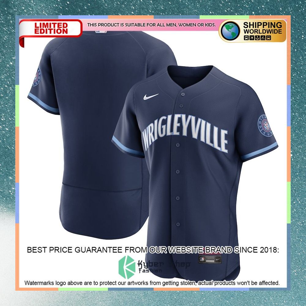 Chicago Cubs City Connect Navy Baseball Jersey 4 Chicago Cubs City Connect Navy Baseball Jersey word1