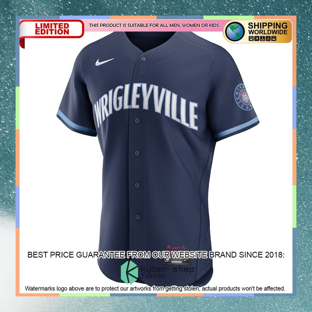 Chicago Cubs City Connect Navy Baseball Jersey 5 Chicago Cubs City Connect Navy Baseball Jersey word1