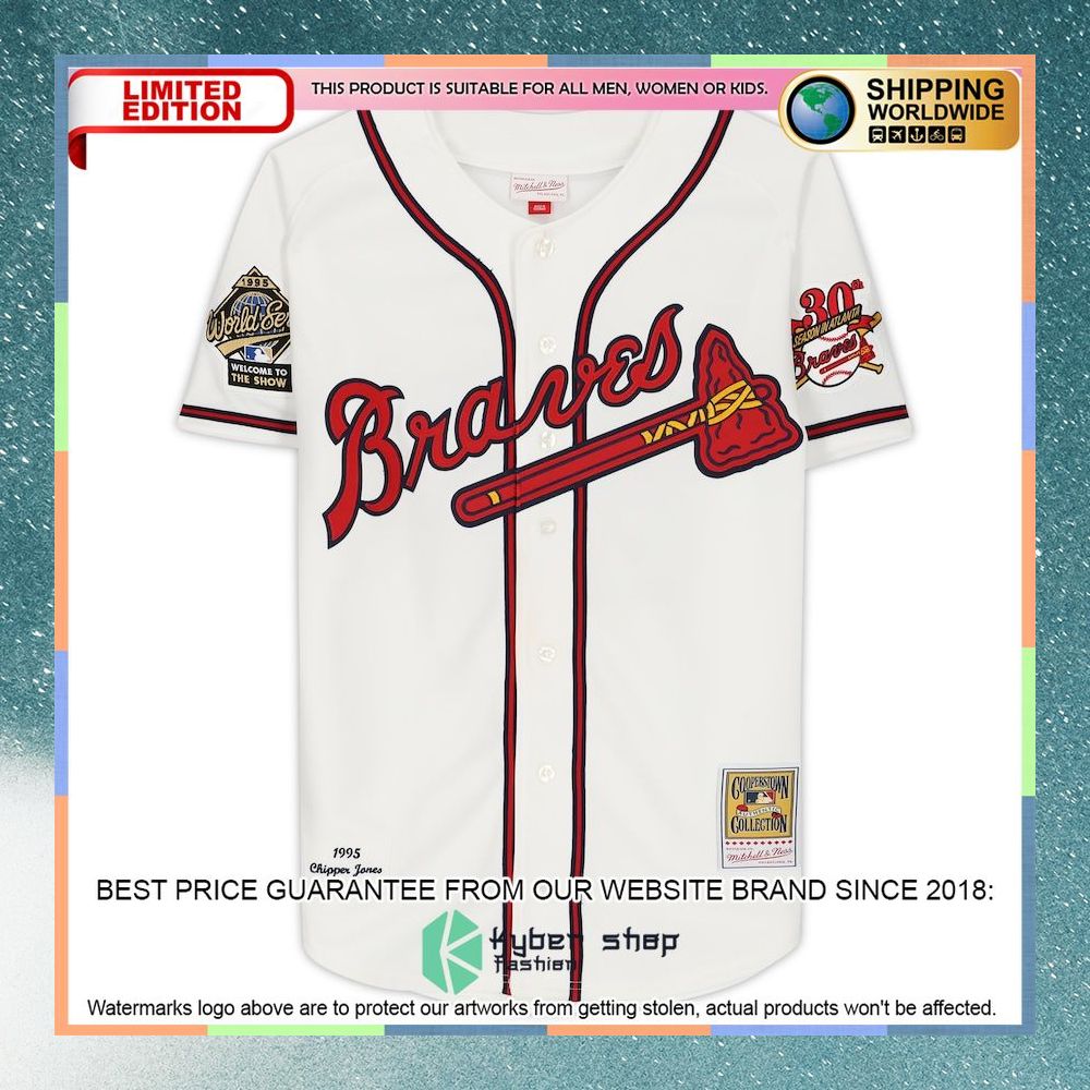 Chipper Jones Atlanta Braves White 1995 World Series Patch Mitchell And Ness With 95 Ws Champs Inscription Baseball Jersey 6 Chipper Jones Atlanta Braves White 1995 World Series Patch Mitchell And Ness With 95 Ws Champs Inscription Baseball Jersey word3