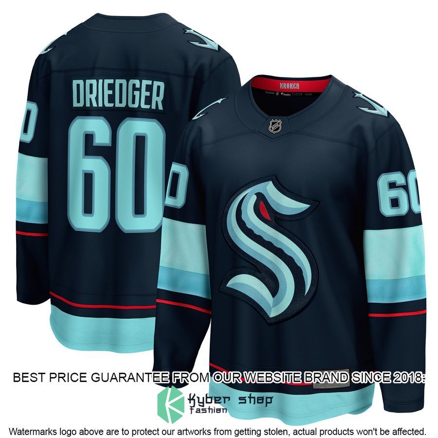 Chris Driedger Seattle Kraken Deep Sea Blue Hockey Jersey