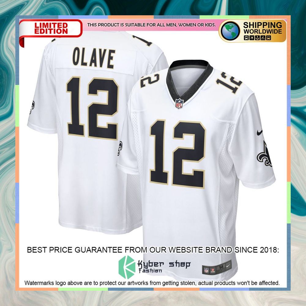 Chris Olave New Orleans Saints White Football Jersey 5 Chris Olave New Orleans Saints White Football Jersey word1