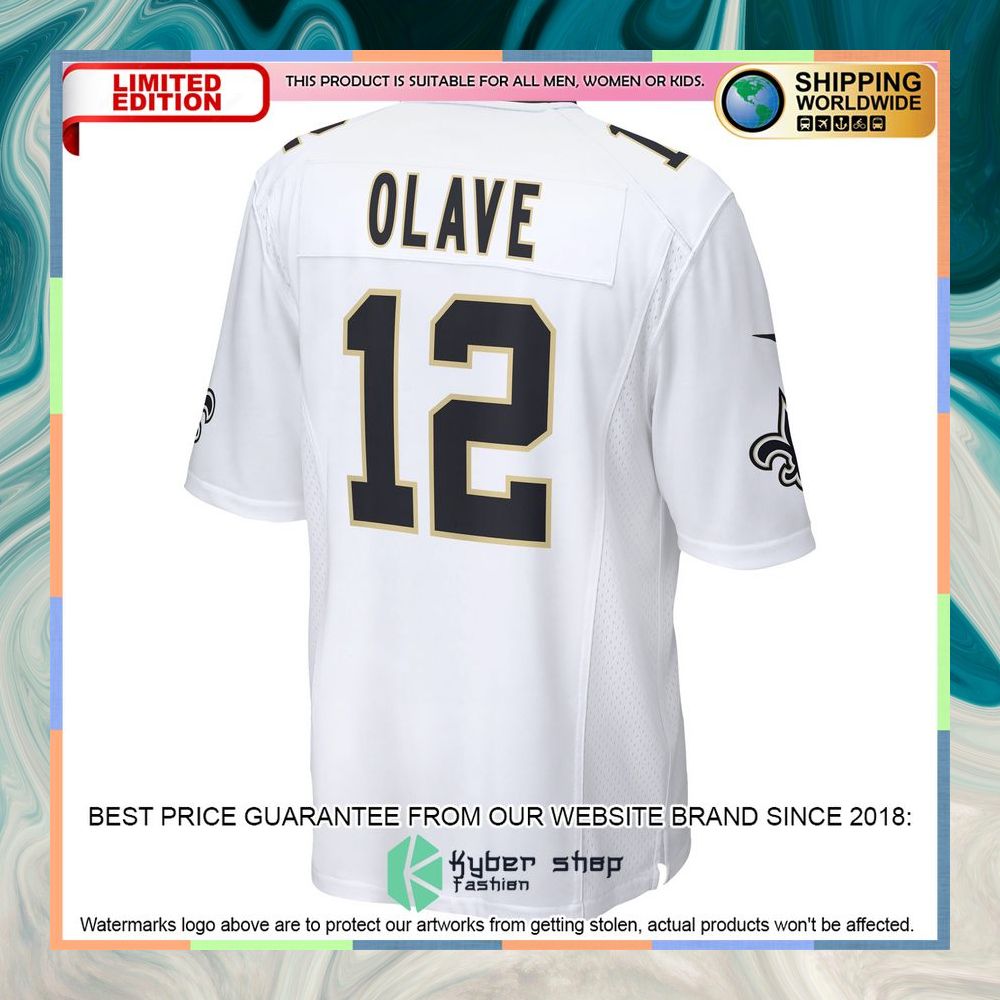 Chris Olave New Orleans Saints White Football Jersey 7 Chris Olave New Orleans Saints White Football Jersey word1