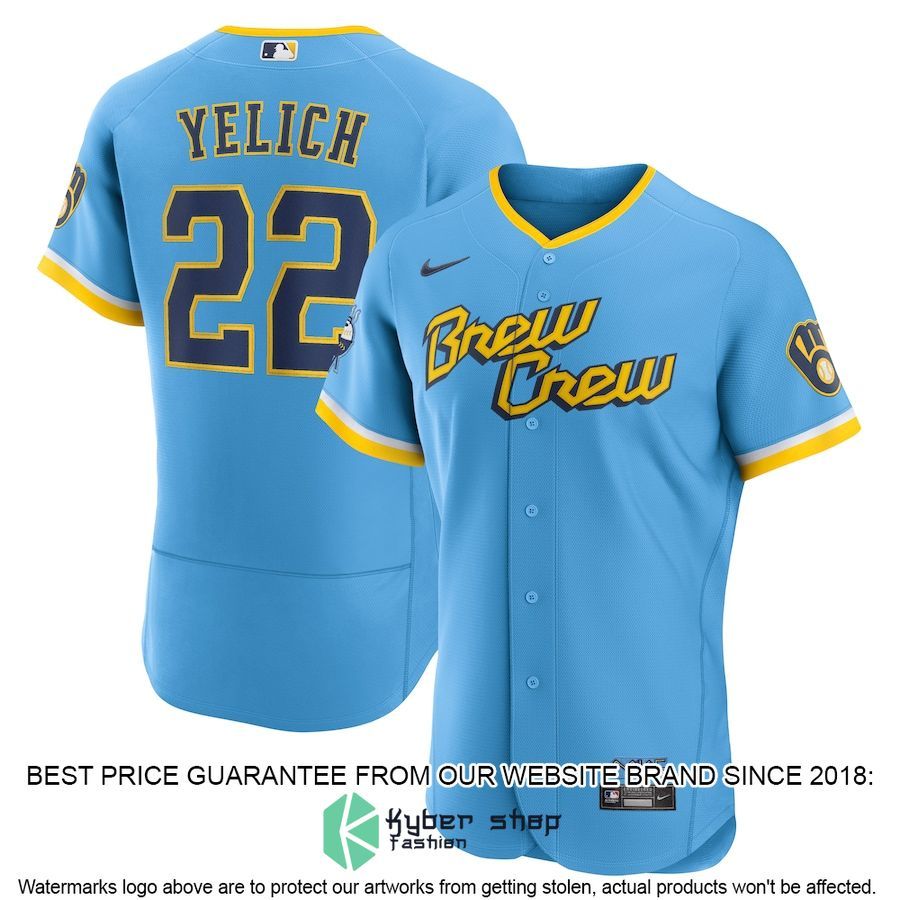 Christian Yelich Milwaukee Brewers 2022 City Connect Player Powder Blue Baseball Jersey