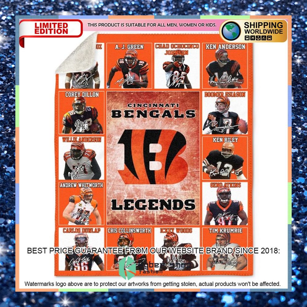 Cincinnati Bengals Legends Fleece Blanket 3 Cincinnati Bengals Legends Fleece Blanket word3