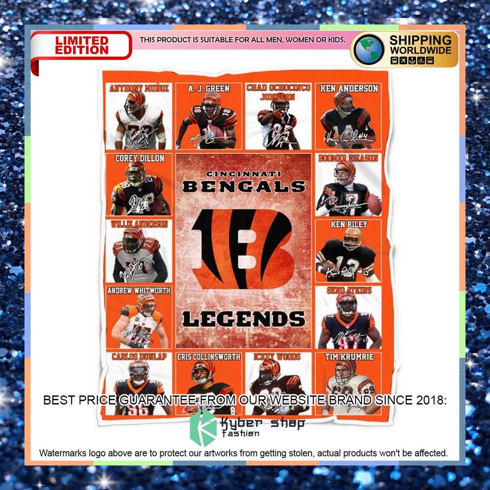 Cincinnati Bengals Legends Fleece Blanket 4 Cincinnati Bengals Legends Fleece Blanket word3