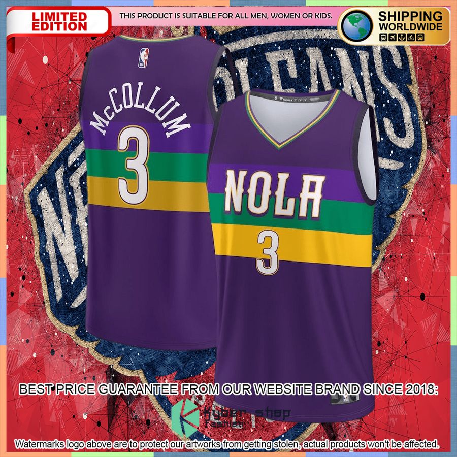 CJ McCollum New Orleans Pelicans Youth 2022-23 Purple Basketball Jersey 4 CJ McCollum New Orleans Pelicans Youth 2022-23 Purple Basketball Jersey word2