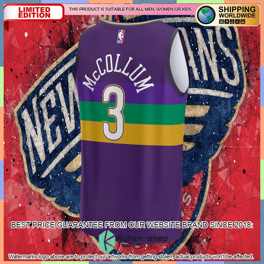 CJ McCollum New Orleans Pelicans Youth 2022-23 Purple Basketball Jersey 6 CJ McCollum New Orleans Pelicans Youth 2022-23 Purple Basketball Jersey word2