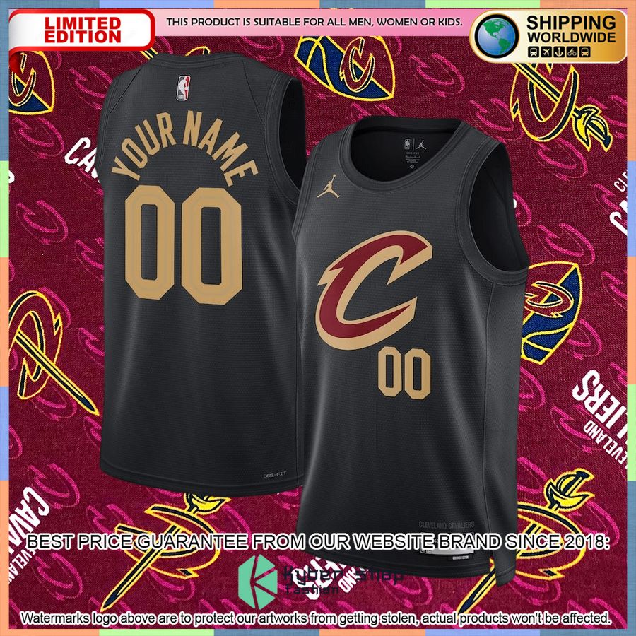 Cleveland Cavaliers Jordan Brand 2022-23 Custom Black Basketball Jersey 4 Cleveland Cavaliers Jordan Brand 2022-23 Custom Black Basketball Jersey word2