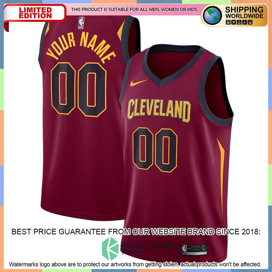 Cleveland Cavaliers Nike Custom Maroon Basketball Jersey