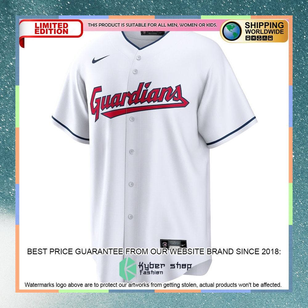 Cleveland Guardians Home Blank White Baseball Jersey 5 Cleveland Guardians Home Blank White Baseball Jersey word2