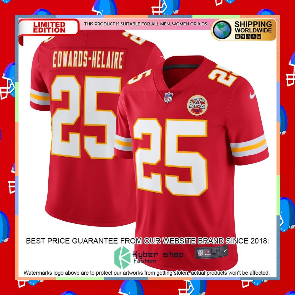 Clyde EdwardsHelaire Kansas City Chiefs Vapor Red Football Jersey 6 Clyde EdwardsHelaire Kansas City Chiefs Vapor Red Football Jersey word3