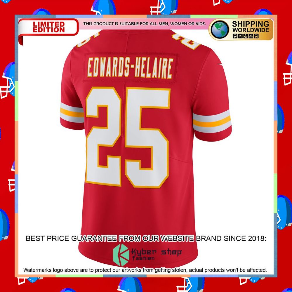 Clyde EdwardsHelaire Kansas City Chiefs Vapor Red Football Jersey 8 Clyde EdwardsHelaire Kansas City Chiefs Vapor Red Football Jersey word3